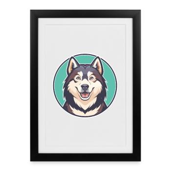 Alaskan Malamute Dog Breed Cartoon Kawaii Clipart - Framed poster (27 × 37 cm) - black - Front