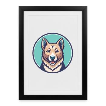 Armenian Gampr Dog Breed Cartoon Kawaii Clipart - Framed poster (27 × 37 cm) - black - Front