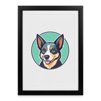 Australian Cattle Dog Breed Cartoon Kawaii Clipart - Framed poster (27 × 37 cm) - black - Front