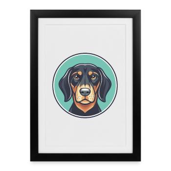 Austrian Black And Tan Hound Dog Breed Cartoon Pet - Framed poster (27 × 37 cm) - black - Front