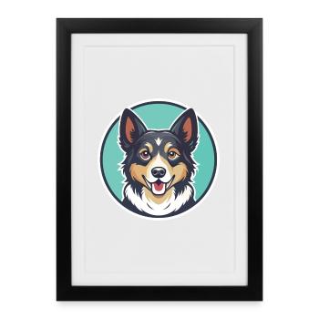 Bac Ha Chien Race Dessin animé Kawaii Clipart Animal Animal de compagnie - Affiche encadrée (27 × 37 cm) - noir - Devant