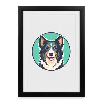 Basque Shepherd Dog Breed Cartoon Kawaii Clipart - Framed poster (27 × 37 cm) - black - Front