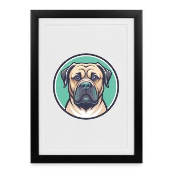 Dogue belge Chien Race Dessin animé Kawaii Clipart - Affiche encadrée (27 × 37 cm) - noir - Devant