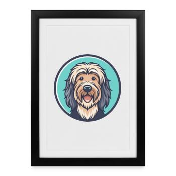 Bergamasco Shepherd Dog Breed Funny Cartoon Kawaii - Framed poster (27 × 37 cm) - black - Front