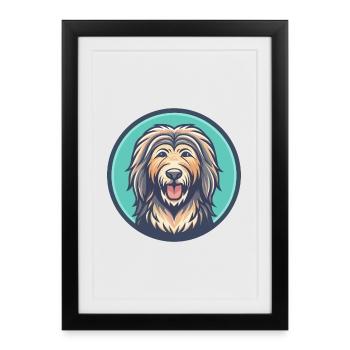Bergamasco chien de berger race chien drôle dessin animé Kawaii - Affiche encadrée (27 × 37 cm) - noir - Devant