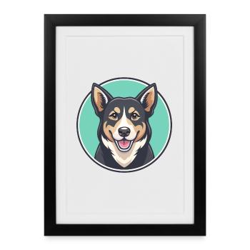 Black Tan Dog Breed Cartoon Kawaii Clipart Animal - Framed poster (27 × 37 cm) - black - Front