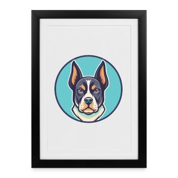 Bleu De Gascogne Dog Breed Cartoon Kawaii Clipart - Affiche encadrée (27 × 37 cm) - noir - Devant