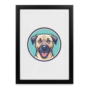 bouche noire Cur Chien Race Dessin animé Kawaii Clipart - Affiche encadrée (27 × 37 cm) - noir - Devant