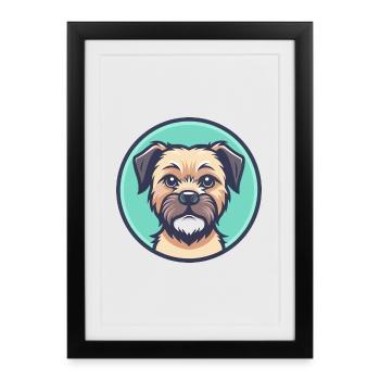 Border Terrier Dog Breed Cartoon Kawaii Clipart - Framed poster (27 × 37 cm) - black - Front
