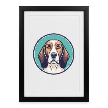 Chien de chasse bulgare race dessin animé Kawaii Clipart - Affiche encadrée (27 × 37 cm) - noir - Devant