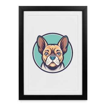 Braque Auvergne Chien Race Dessin animé Kawaii Clipart - Affiche encadrée (27 × 37 cm) - noir - Devant