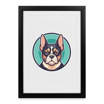 Braque du Bourbonnais Chien Race Dessin Animé Kawaii Pet - Affiche encadrée (27 × 37 cm) - noir - Devant