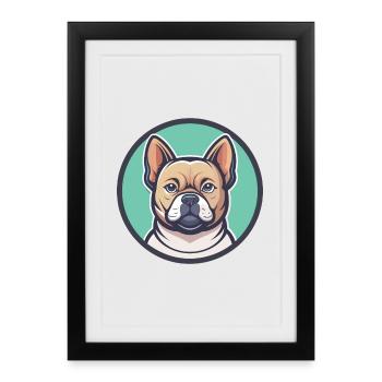 Briquet de Provence Chien Race Dessin Animé Drôle Kawaii - Affiche encadrée (27 × 37 cm) - noir - Devant