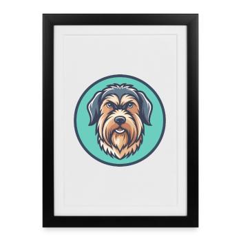 Briquet Griffon Vendéen Chien Race Dessin Animé Kawaii - Affiche encadrée (27 × 37 cm) - noir - Devant