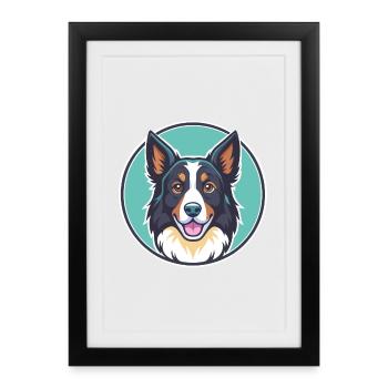 Bucovina Shepherd Dog Breed Cartoon Kawaii Clipart - Framed poster (27 × 37 cm) - black - Front