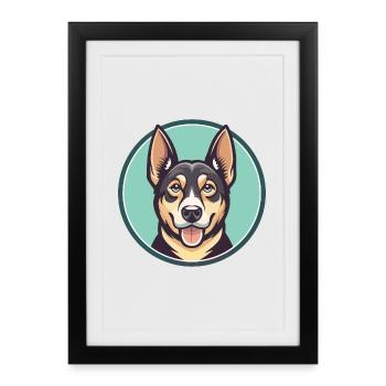 Cao da serra de Aires race de chien dessin animé Kawaii animal de compagnie - Affiche encadrée (27 × 37 cm) - noir - Devant