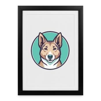 Carolina Dog Breed Colorful Cartoon Kawaii Clipart - Framed poster (27 × 37 cm) - black - Front