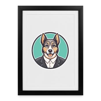 Castro Laboreiro Dog Breed Cartoon Kawaii Clipart - Framed poster (27 × 37 cm) - black - Front