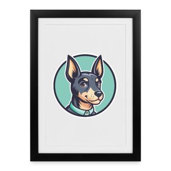 Blue Paul Terrier Chien Race Dessin animé Kawaii Clipart - Affiche encadrée (27 × 37 cm) - noir - Devant