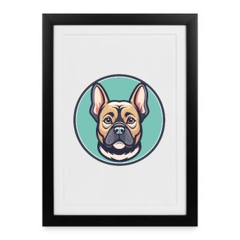 Braque Dauvergne Chien Race Dessin animé Kawaii Clipart - Affiche encadrée (27 × 37 cm) - noir - Devant