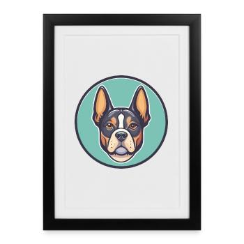 Braque Saint Germain Chien Race Dessin Animé Kawaii Pet - Affiche encadrée (27 × 37 cm) - noir - Devant