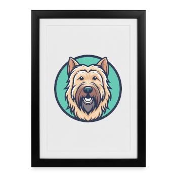 Briard Chien Race Dessin Animé Kawaii Clipart Animal Animal Pet - Affiche encadrée (27 × 37 cm) - noir - Devant