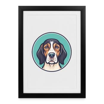 Bruno Jura Hound Dog Breed Cartoon Kawaii Clipart - Framed poster (27 × 37 cm) - black - Front