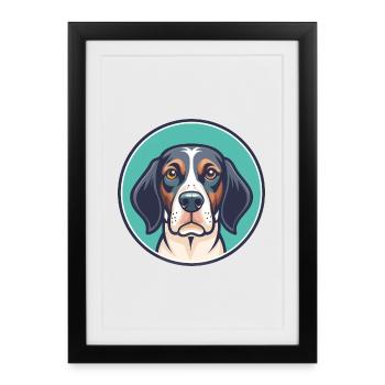 Burgos pointeur chien race dessin animé Kawaii Clipart - Affiche encadrée (27 × 37 cm) - noir - Devant