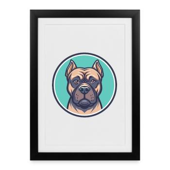 Cane Corso Dog Breed Cartoon Kawaii Clipart Animal - Framed poster (27 × 37 cm) - black - Front