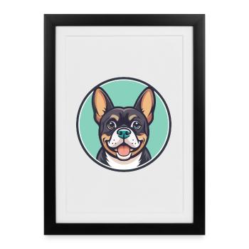 Cao De Castro Laboreiro Race Chien Dessin Animé Kawaii - Affiche encadrée (27 × 37 cm) - noir - Devant