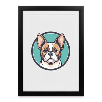 Chien Francais Blanc Et Orange Dog Breed Cartoon - Framed poster (27 × 37 cm) - black - Front