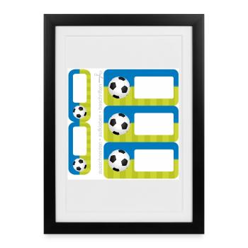 Ensemble d’autocollants d’école DIY - Football Bleu Vert - 5 - Affiche encadrée (27 × 37 cm) - noir - Devant