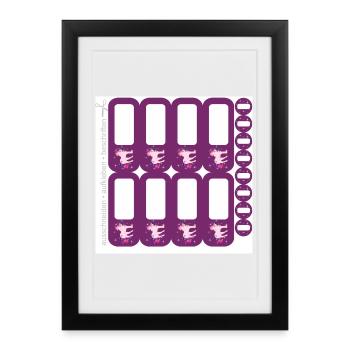 Ensemble d’autocollants d’école DIY - Fantasy Licorne Violet - 16 - Affiche encadrée (27 × 37 cm) - noir - Devant