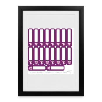 DIY Schulaufkleber Set - Fantasy Einhorn lila - 18 - Gerahmtes Poster (27 × 37 cm) - Schwarz - Vorne