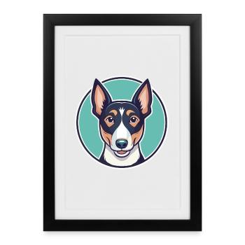 Chilien Fox Terrier Chien Race Drôle Dessin Animé Kawaii - Affiche encadrée (27 × 37 cm) - noir - Devant