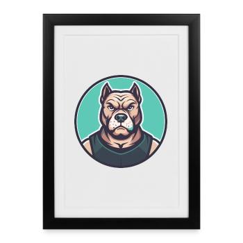Cordoba chien de combat race dessin animé Kawaii Clipart - Affiche encadrée (27 × 37 cm) - noir - Devant