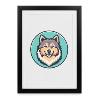Eurasier Dog Breed Colorful Cartoon Kawaii Clipart - Framed poster (27 × 37 cm) - black - Front