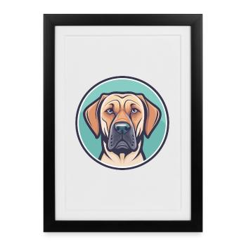 Brasileiro Chien Race Dessin animé Kawaii Clipart - Affiche encadrée (27 × 37 cm) - noir - Devant