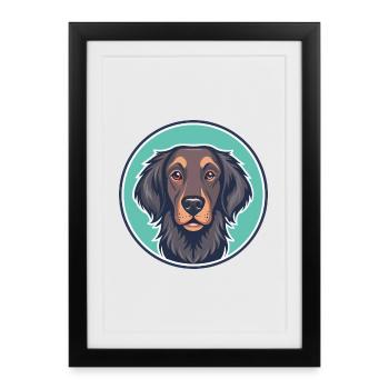 Flat Coated Retriever Dog Breed Cartoon Kawaii Pet - Framed poster (27 × 37 cm) - black - Front