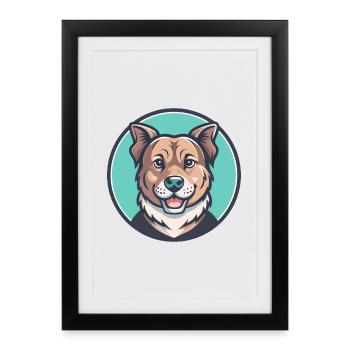 Florida Brown Dog Breed Cartoon Kawaii Clipart Animal de compagnie - Affiche encadrée (27 × 37 cm) - noir - Devant