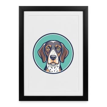 Braque allemand à poil court chien race dessin animé drôle - Affiche encadrée (27 × 37 cm) - noir - Devant