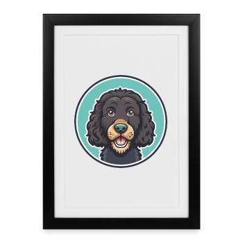 Frisian Water Dog Breed Cartoon Kawaii Clipart Pet - Framed poster (27 × 37 cm) - black - Front