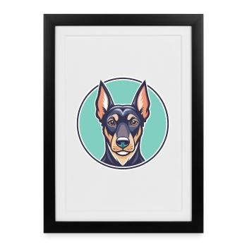 Chasse allemande Terrier Chien Race Dessin animé Kawaii - Affiche encadrée (27 × 37 cm) - noir - Devant