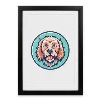 Griffon Fauve De Bretagne Race De Chien Dessin Animé Kawaii - Affiche encadrée (27 × 37 cm) - noir - Devant