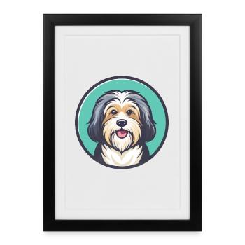 Race de chien havanais Dessin animé coloré Kawaii Clipart - Affiche encadrée (27 × 37 cm) - noir - Devant