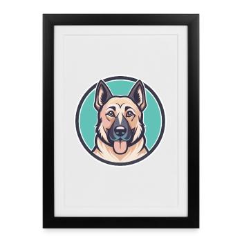 Kangal Shepherd Dog Breed Cartoon Kawaii Clipart - Framed poster (27 × 37 cm) - black - Front