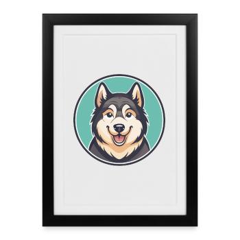 Kamchatka Sled Dog Breed Cartoon Kawaii Clipart - Framed poster (27 × 37 cm) - black - Front