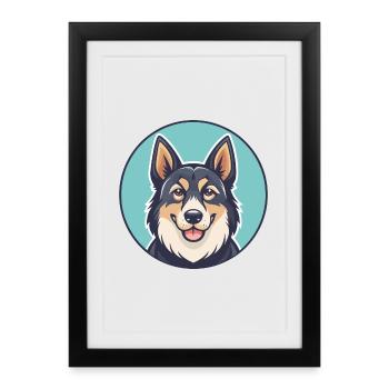 Karst Shepherd Dog Breed Cartoon Kawaii Clipart - Framed poster (27 × 37 cm) - black - Front