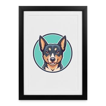 Lancashire Heeler Dog Breed Cartoon Kawaii Clipart - Framed poster (27 × 37 cm) - black - Front
