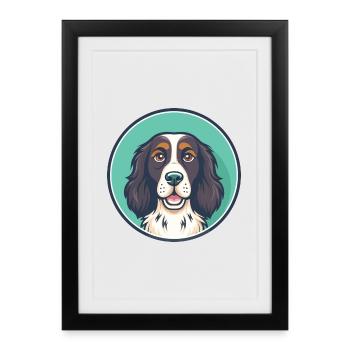 Grand Munsterlander Chien Race Drôle Dessin Animé Kawaii - Affiche encadrée (27 × 37 cm) - noir - Devant